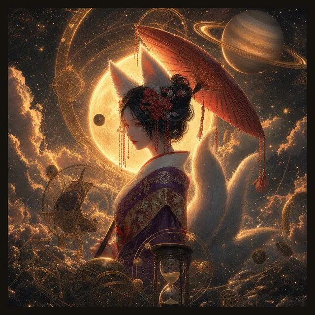 Ilustración celeste cálida de un aspecto astrológico armonioso
